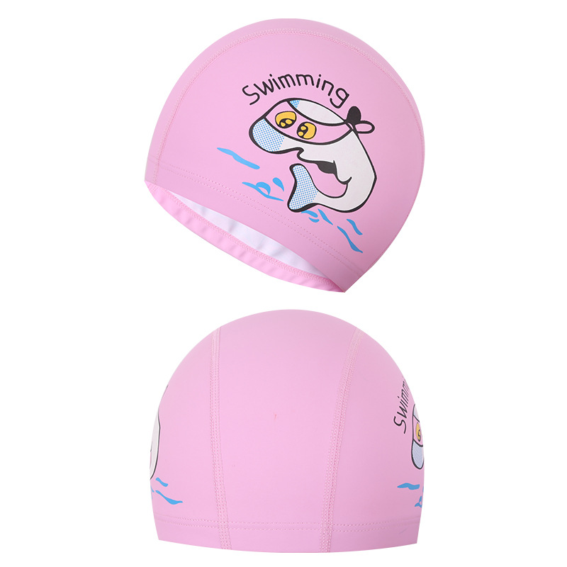 儿童泳帽男童女童防水卡通舒适不勒头护耳硅胶泳帽游泳装备PU泳帽