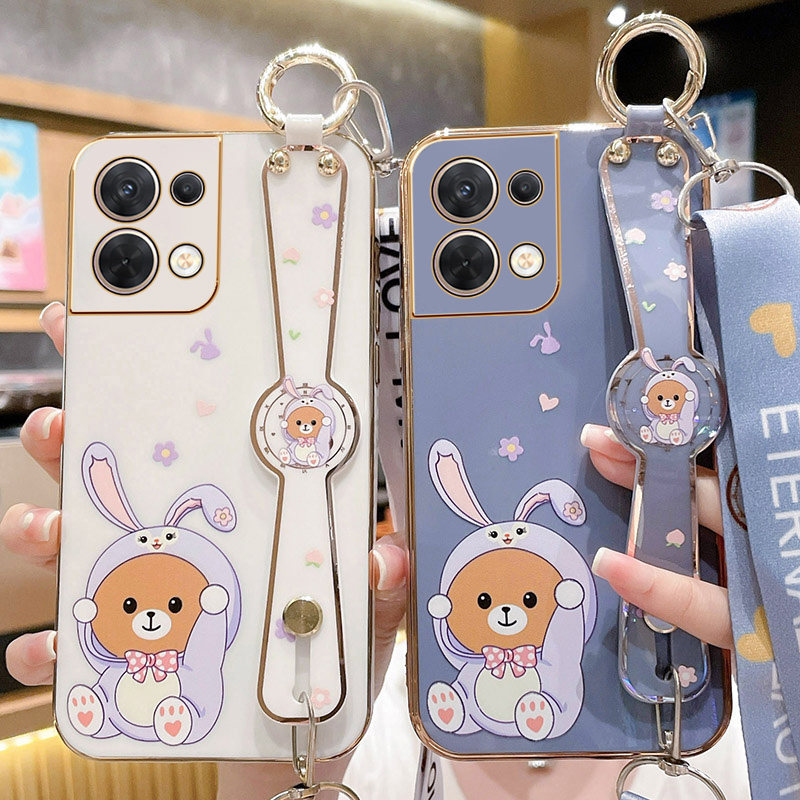 opporeno8手机壳reno8pro保护硅胶套reno8pro直边背影女孩腕带5g斜跨