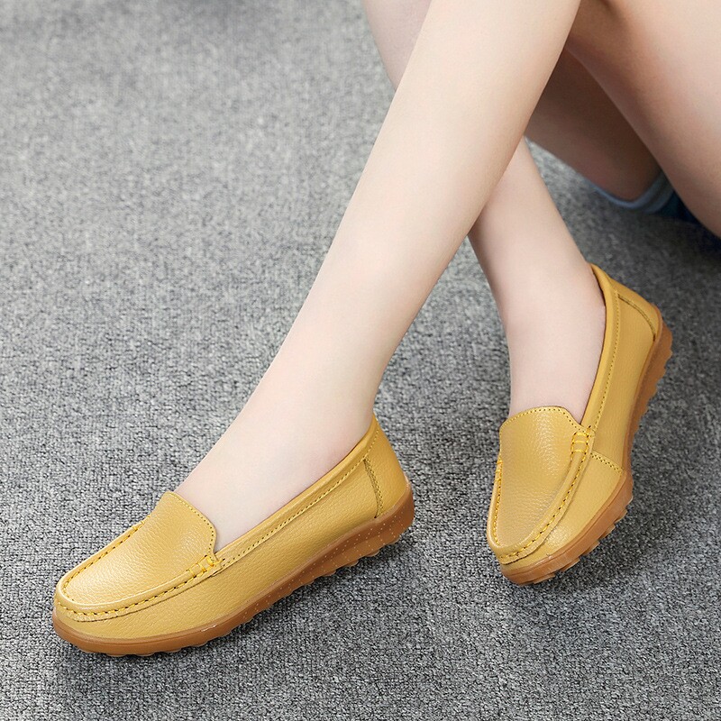 哥宾杜旗舰店的优惠券大全—豆豆鞋女真皮软皮春秋款浅口牛筋底软底