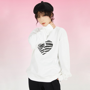 rowe心碎斑马纹印花圆领卫衣春季新款潮牌宽松上衣情侣款百搭衣服