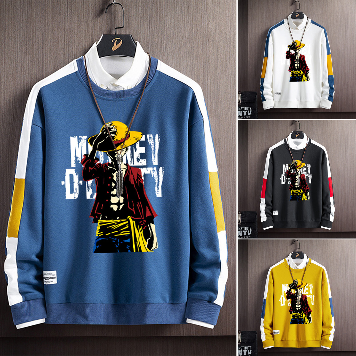 y01海贼王联名春秋卫衣男二次动漫衣服外套薄款潮牌