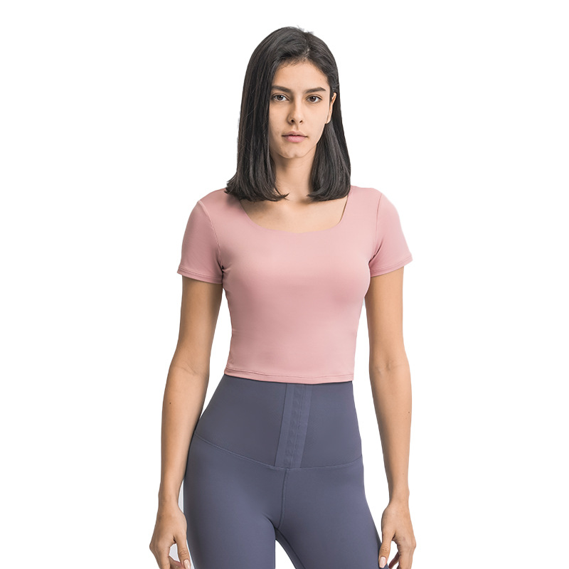 Yoga clothes tops womens fashionable collar slim half