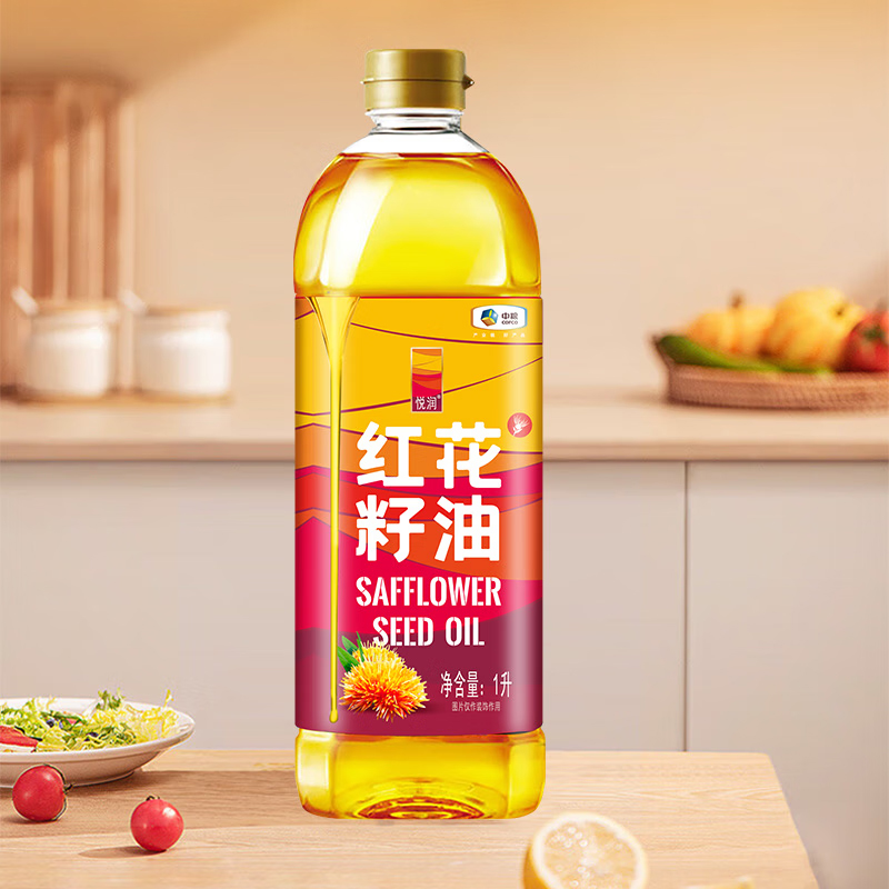 中粮悦润新疆红花籽油1L物理压榨一级植物油食用油亚油酸