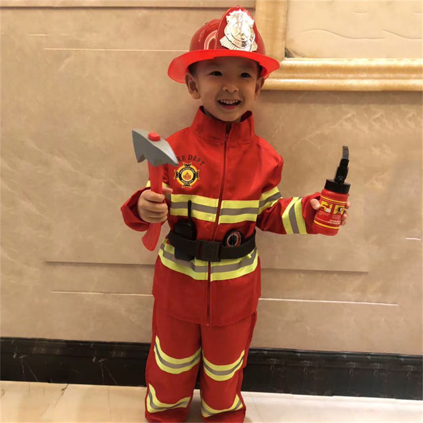 消防员服装成人儿童消防表演服万圣节角色扮演消防员演出服幼儿园