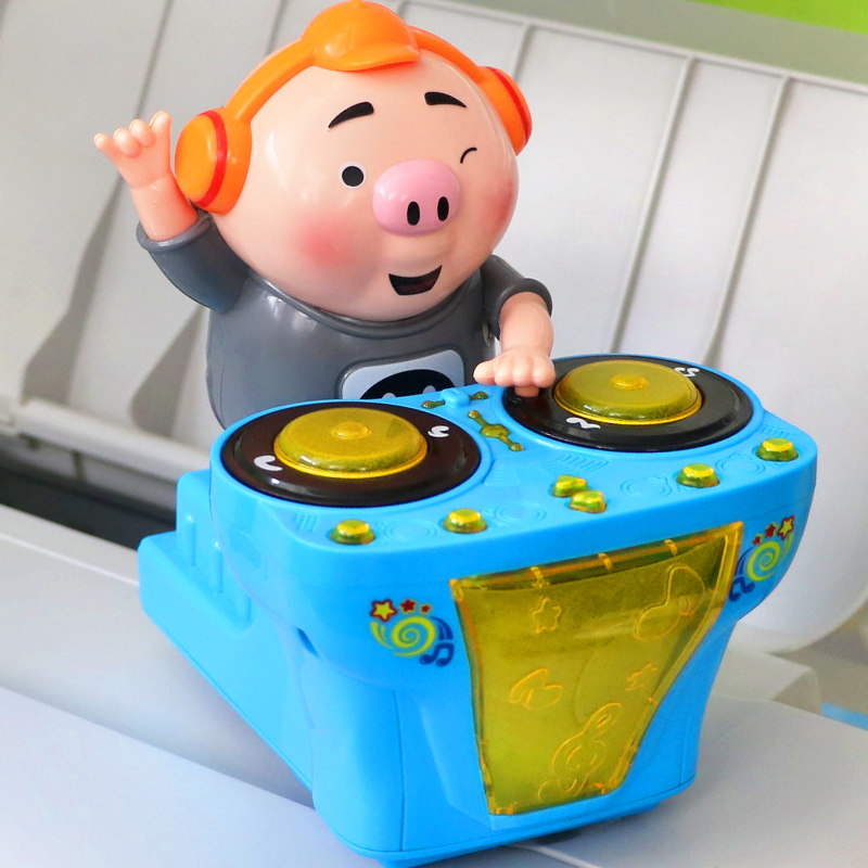 抖音神器网红玩具dj猪小屁儿童电动dj摇滚猪音乐小猪男孩打碟猪