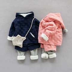 宝宝加绒卫衣套装女1-3岁小童秋冬装纯棉加厚两件套男婴儿冬装潮