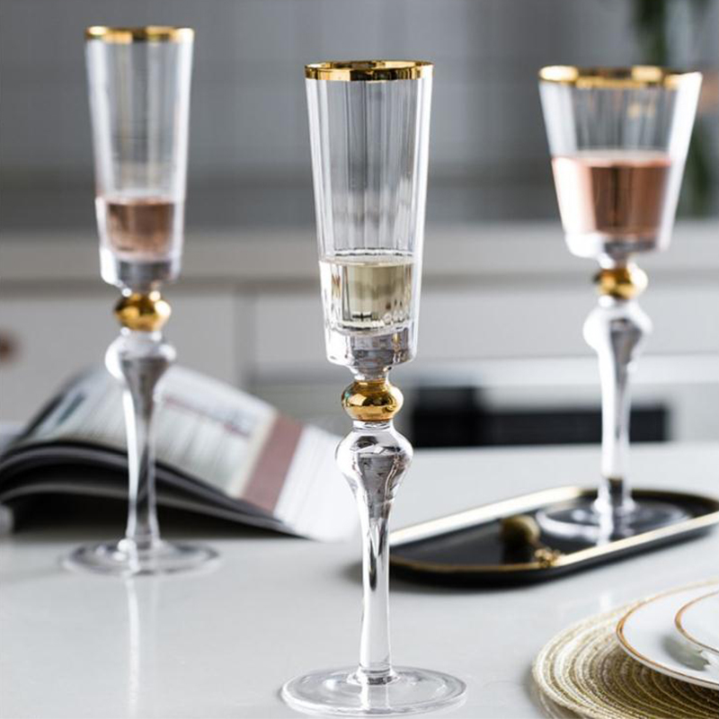 红酒杯甜酒杯 金边复古香槟杯 仪式感气泡酒杯子家用手工水晶玻璃