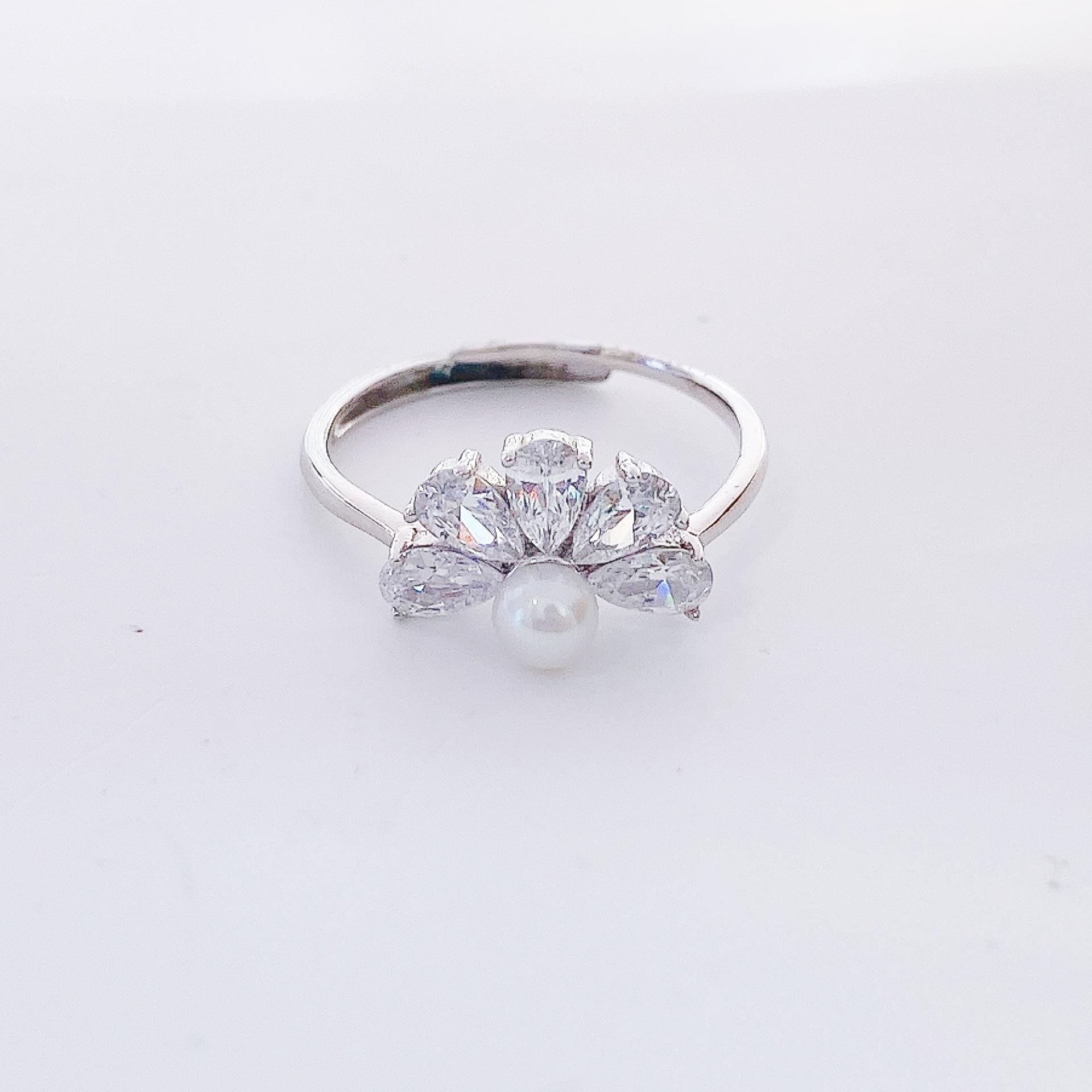 欧美时尚凤凰冠纯银戒指 ins小众设计潮流轻奢气质珍珠戒指女