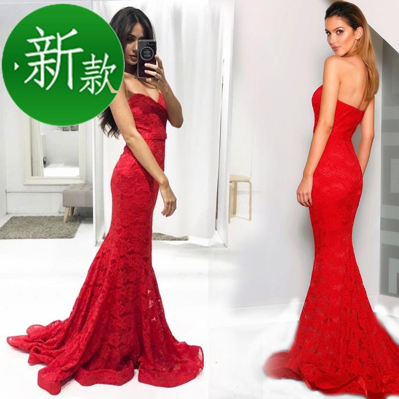 2020欧美新款抹胸鱼尾拖尾6婚纱礼服婚宴服新娘敬酒服红色礼服晚在类目 女装/女士精品, 婚纱/旗袍/礼服, 礼服/晚装中 - 来自Buy2taobao.com提供专业的淘宝代购服务