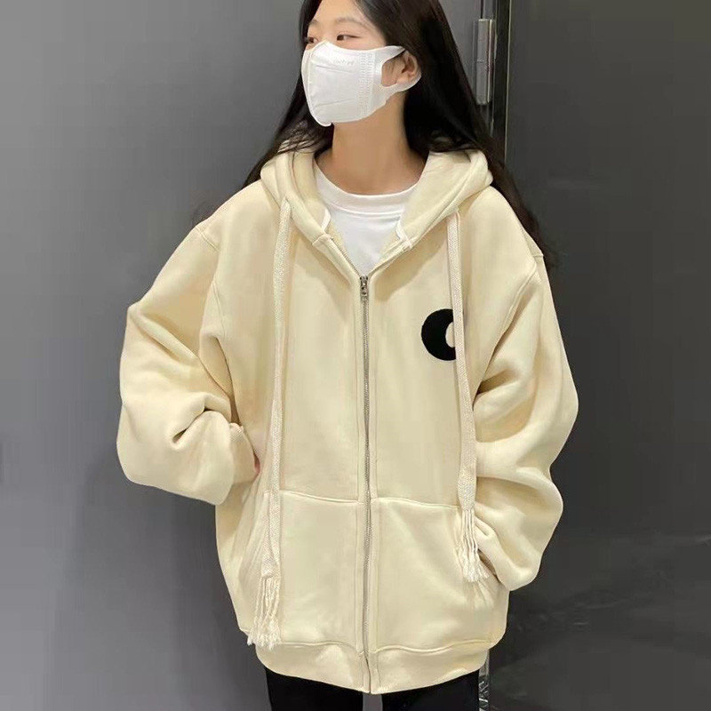 杏色卫衣女宽松韩版bf