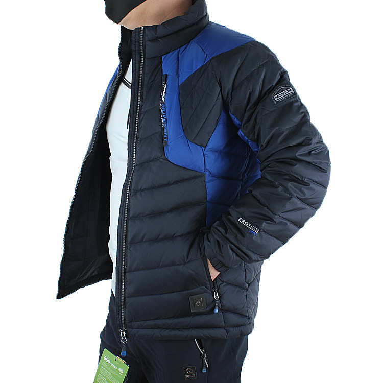 韩国拼色羽绒服男立领休闲保暖外套短款男士户外登山服白鸭绒正品