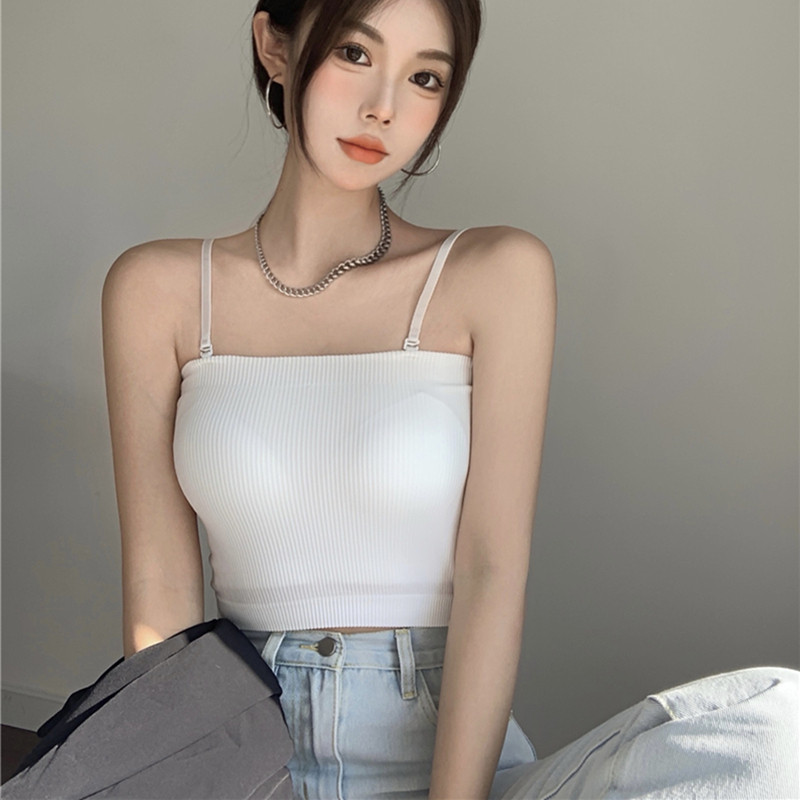 白色吊带背心女夏季薄款带胸垫外穿抹胸内搭美背细带打底上衣裹胸