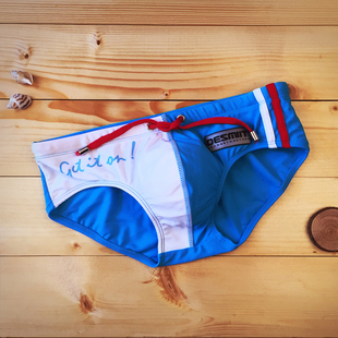 desmiit男士泳裤三角低腰流行拼色男式泳裤渡假泳衣休闲泳裤