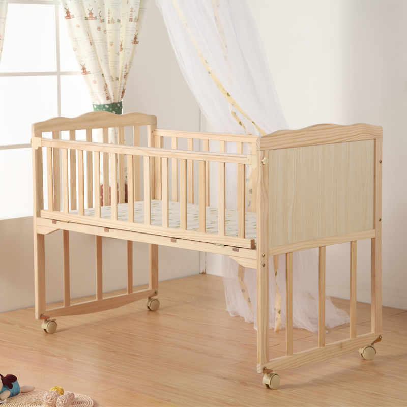 贝乐乐婴儿床实木无漆环保宝宝床摇床可拼接大床新生儿婴儿摇篮床