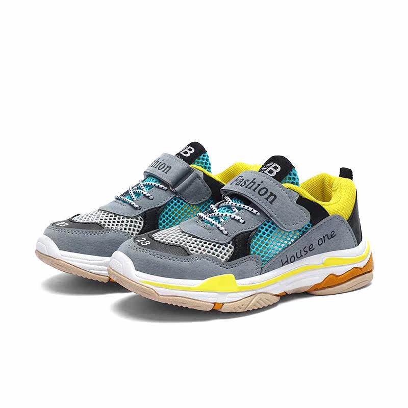 菲克男童鞋儿童鞋子男2018新款春夏季老爹运动鞋网面透气中大童鞋_不