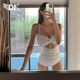 DK泳衣女新款性感白色绝美吊带日系大胸泡温泉高级女款连体显瘦