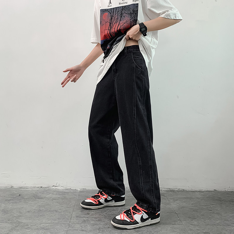 e宽松直筒裤子男美式夏季百搭牛仔青少年复古休闲九分yd723图片