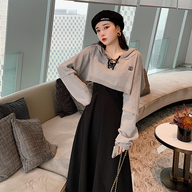 小个子穿搭港风套装裙女复古chic2021早春新款炸街网红爆款两件套
