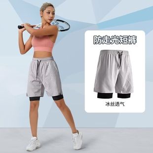 休闲运动短裤假两件设计男女情侣款夏季跑步训练裤瑜伽健身防走光