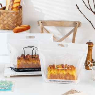 吐司包装袋透明拉链450克切片面包方包欧包自封手提烘焙打包袋子