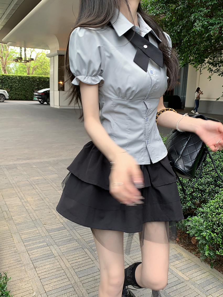 小个子纯欲风学院套装夏季2024新款JK制服半身短裙甜妹衬衫两件套