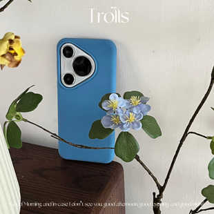 Trolls|韩国ins矢车菊蓝色华为Pura70Pro液态硅胶手机壳适用华为mate60pro高级感软糯质感findx7小米14苹果15