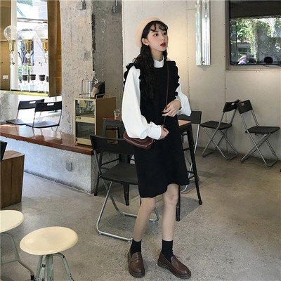 GAGAI 2018秋冬新款韩版泡泡袖长袖衬衫女荷叶边毛衣背心