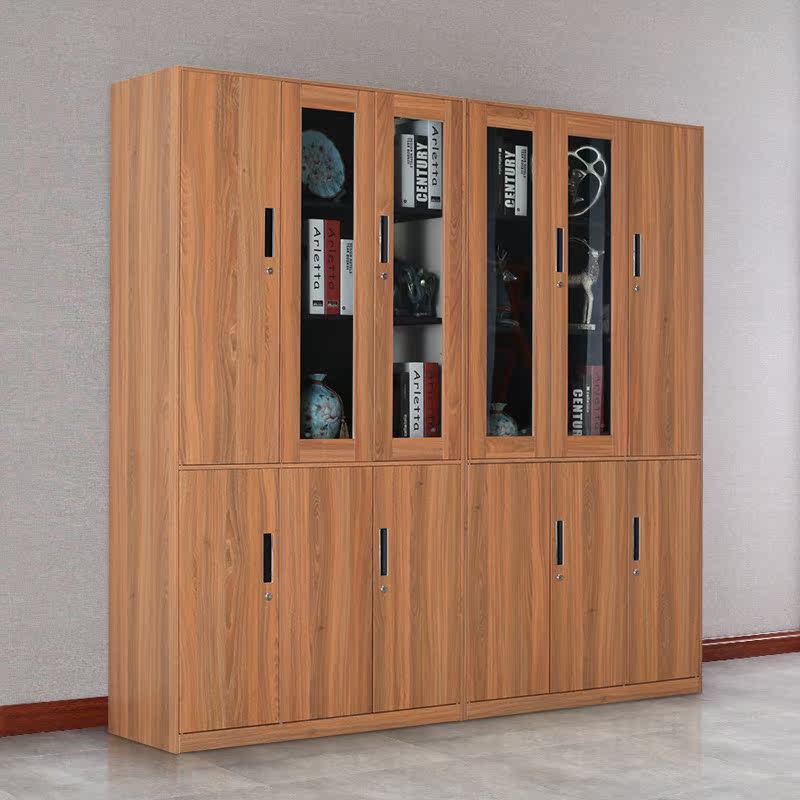 18年新款六门书柜简约现代衣柜玻璃门资料储物收纳柜钢制办公文件_不