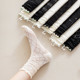 蕾丝镂空网纱白色长袜子女玻璃丝纯棉中筒袜秋季薄款日系jk堆堆袜