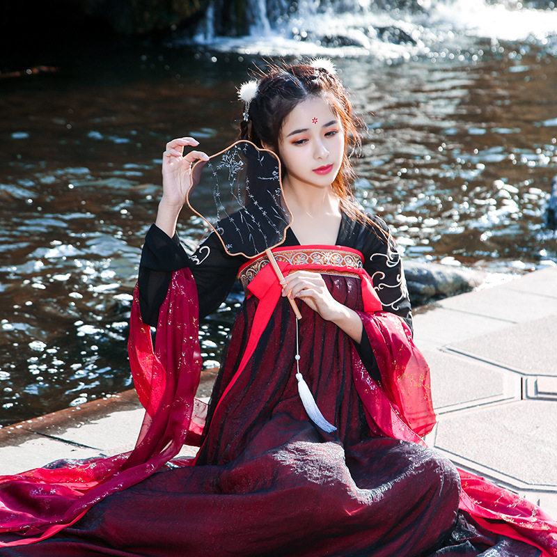 红颜汉服_月逸轩红颜劫古风古装汉服女成人齐胸襦裙对襟金乌绣花红