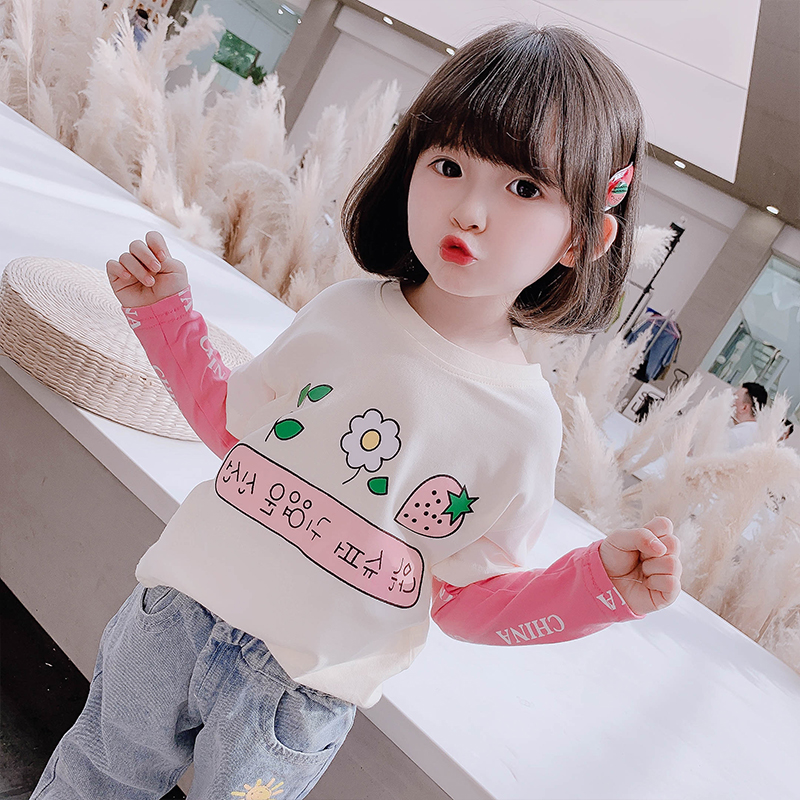 兒童t恤長袖2021新款潮牌女童夏季防曬打底衫假兩件薄款女寶上衣在類目 童裝/嬰兒裝/親子裝, T恤中 - 來自Buy2taobao.com提供專業的淘寶代購服務