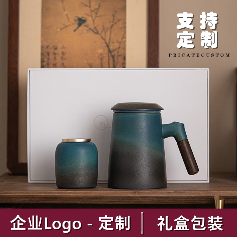 陶瓷茶杯个人专用泡茶杯办公杯过滤水杯子公司商务定制logo伴手礼