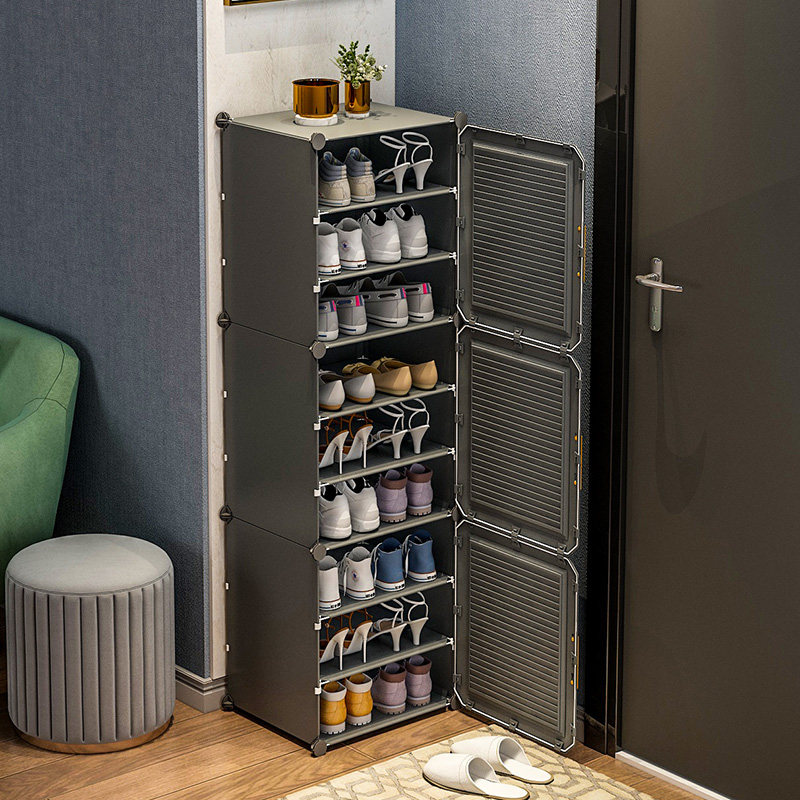 鞋柜2021新款爆款门口家用入户置物架进门一体靠墙网红窄高小鞋柜