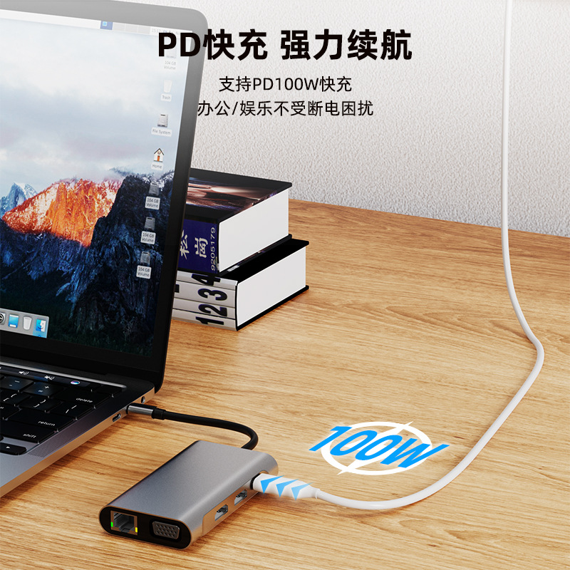 跨境现货8合1双HDMI/RJ45 MST type-c扩展坞usb hub笔记本拓展坞