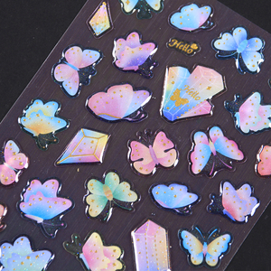 彩色蝴蝶手机手账水晶滴胶贴纸儿童卡通益智贴画宝宝认知粘贴纸