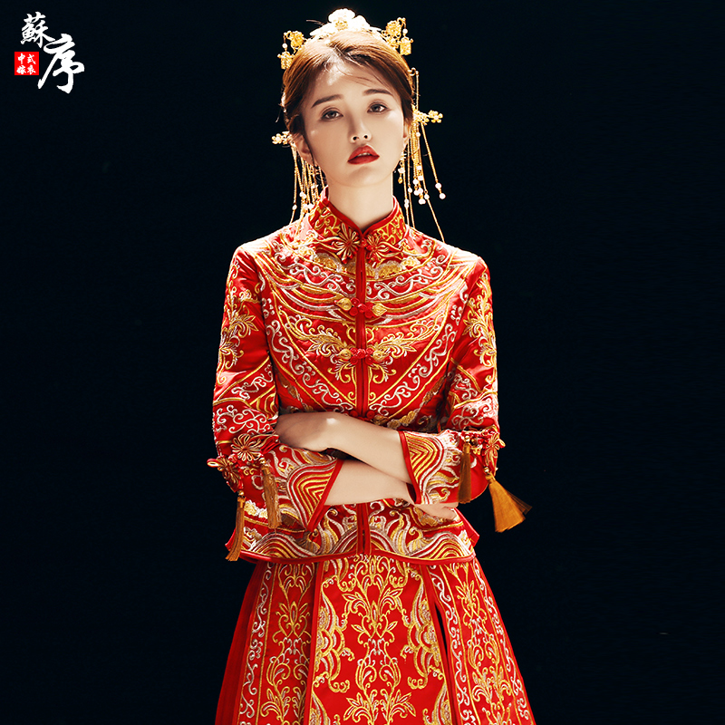 冬季 古装_秀禾服新娘2019新款中式婚纱礼服古装嫁衣出阁服结婚秀和服
