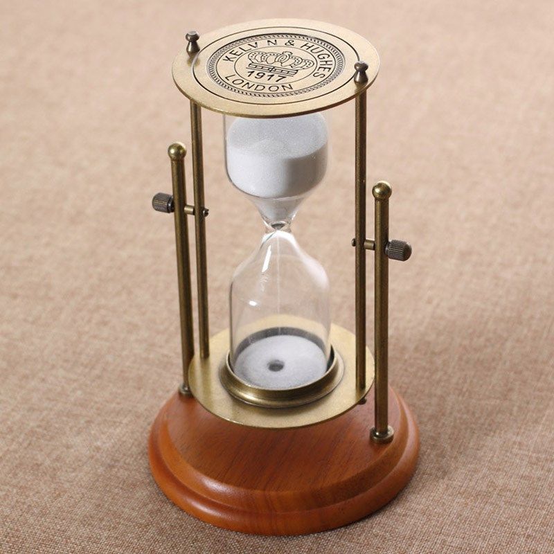 日本购欧式创意实木金属旋转沙漏计时器1530分钟个性生日礼物可自_不