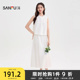 三福假两件连衣裙女2025新款夏季气质收腰无袖白色裙子女装505875