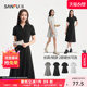 三福polo连衣裙2024新款夏季小个子法式长款收腰显瘦黑色裙子女装