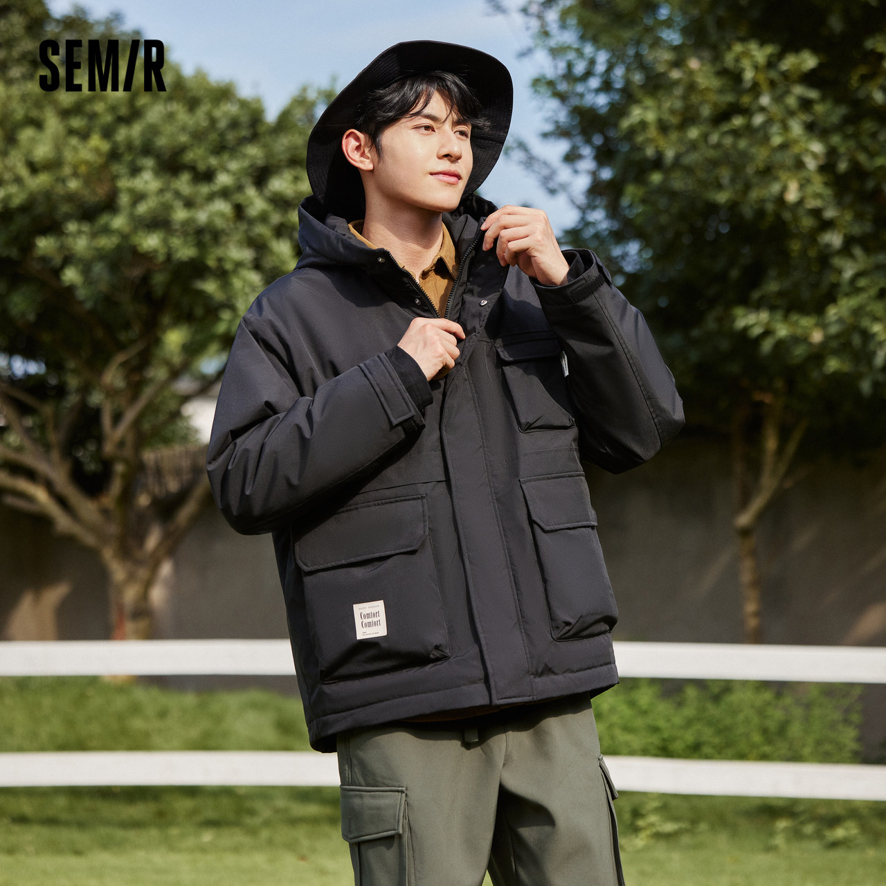 森马棉服男2023冬季新款日常简约通勤工装风潮流舒适温暖宽松外套