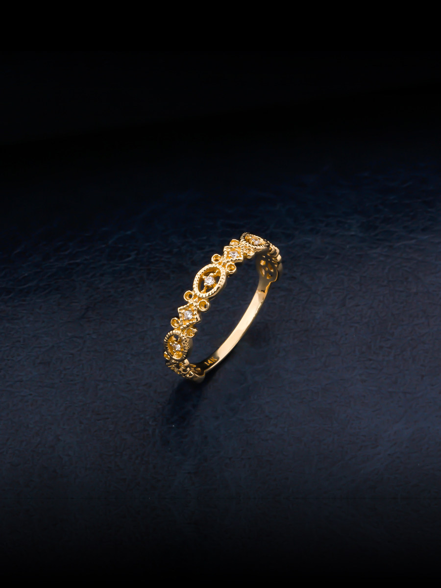 geunyeon瑾妍纯14k黄金戒指铆钉戒指女气质百搭女戒生日礼物