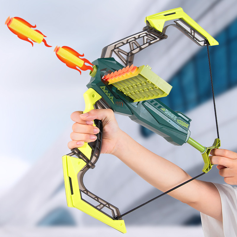 儿童玩具男孩弓箭枪式弹弓恐龙软弹连发武器击弩飞镖
