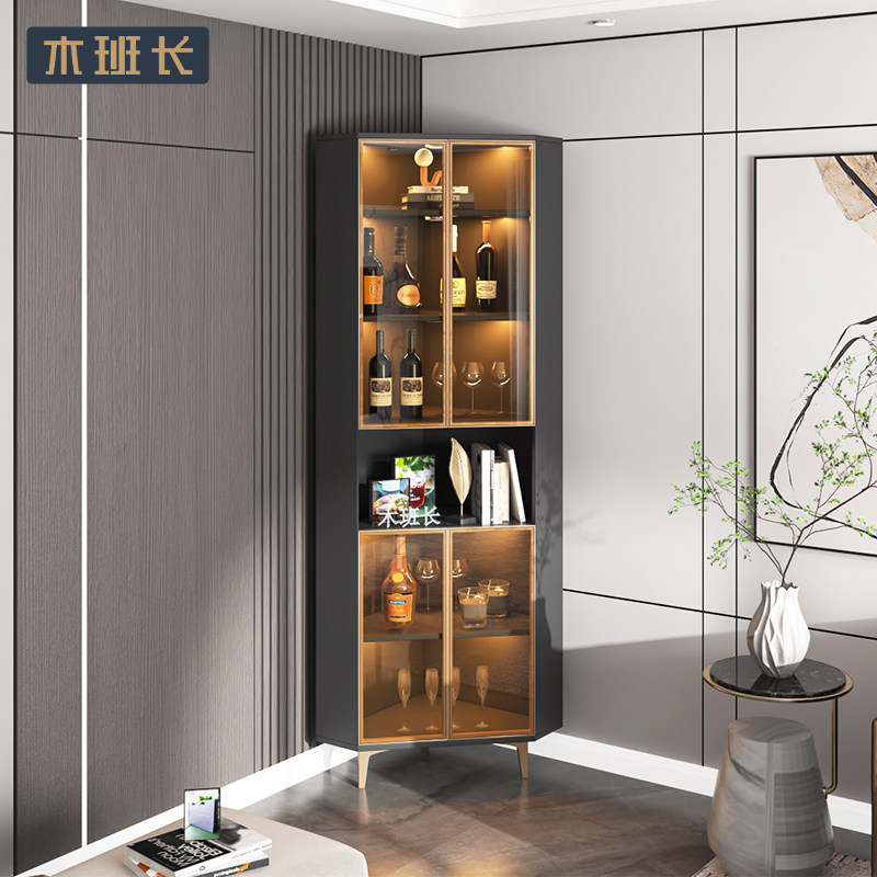 轻奢小酒柜转角柜一体靠墙三角形置物架客厅沙发拐角柜酒柜储物柜