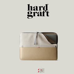 英国潮牌Hard Graft SLEEVE WHITE SAND 真皮羊毛毡撞色相拼内胆