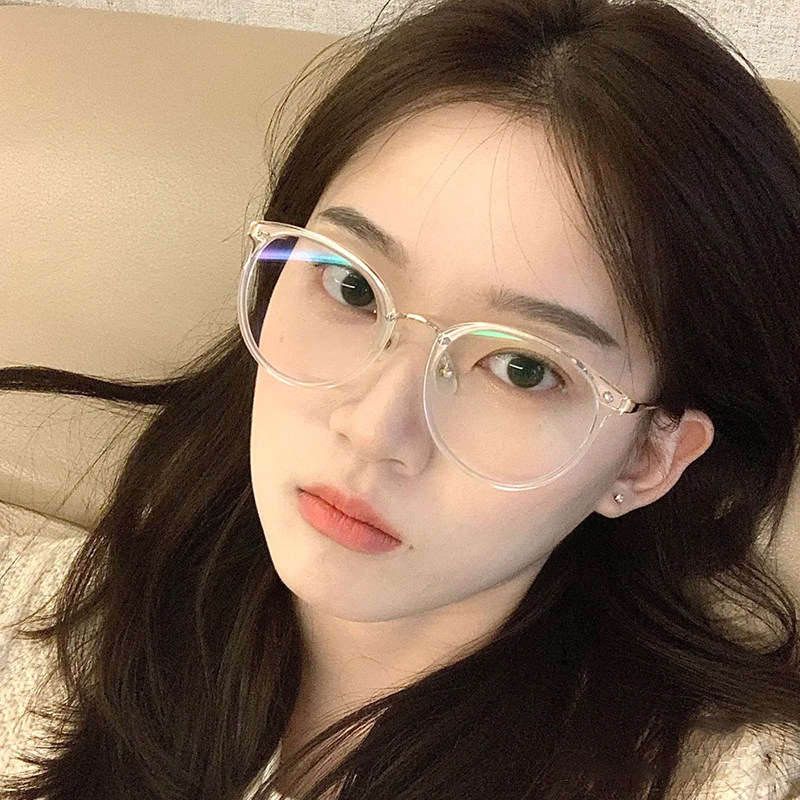 防蓝光防辐射透明眼镜框可配近视镜女有度数ins风网红素颜平光镜