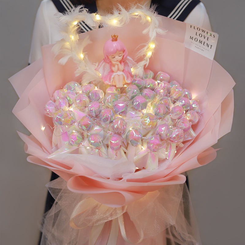 成品创意网红三八妇女节送男女友闺蜜儿童生日礼物棒棒糖糖果花束