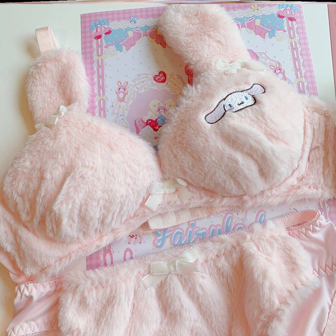 内衣可爱萝莉日系套装女生学生少女甜美无钢圈聚拢文胸内裤毛绒