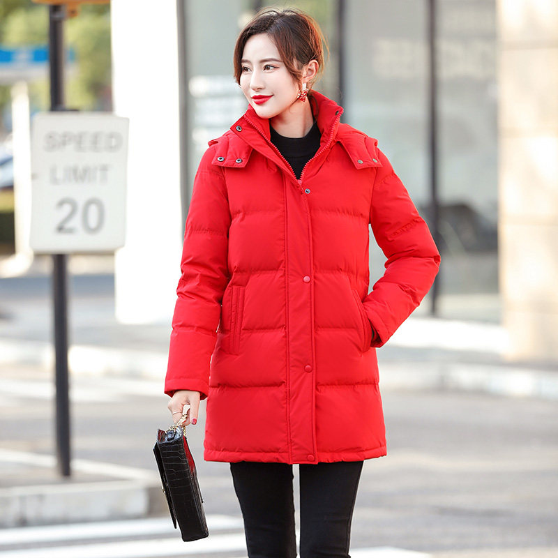 大红色羽绒服2021年女新款