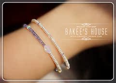 【Bakee】时光微醺★天然坦桑石欧泊珍珠 s925纯银手链 2条套装！
