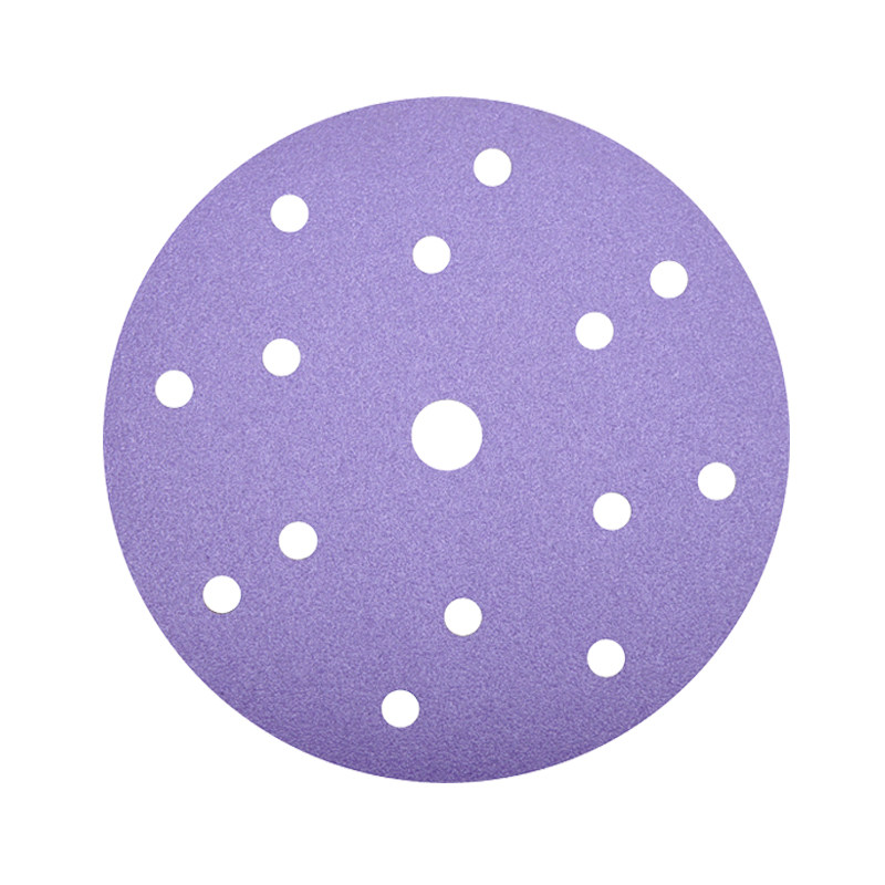 sandwox圣威克6寸15孔植绒紫色干磨砂纸汽车美容漆面圆形打磨砂纸